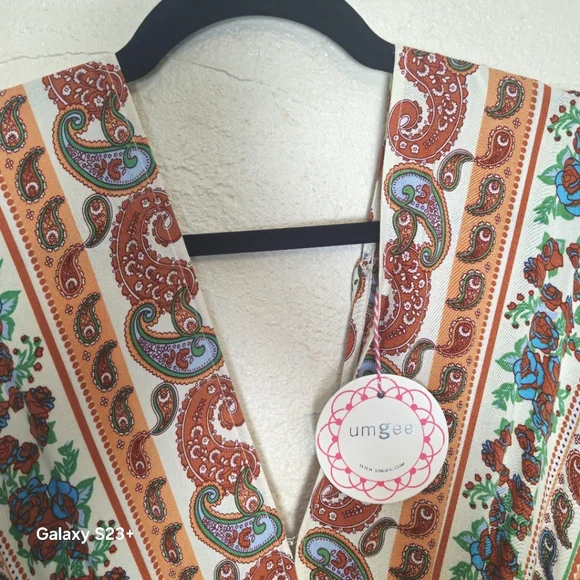 Umgee Women Dress Stevie Nicks Floral  Cottagecore Belle Sleeve High Low Midi Md - Picture 6 of 9